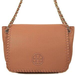 Tory Burch Marion Flap Shoulder Bag Convertible Crossbody Brown Leather